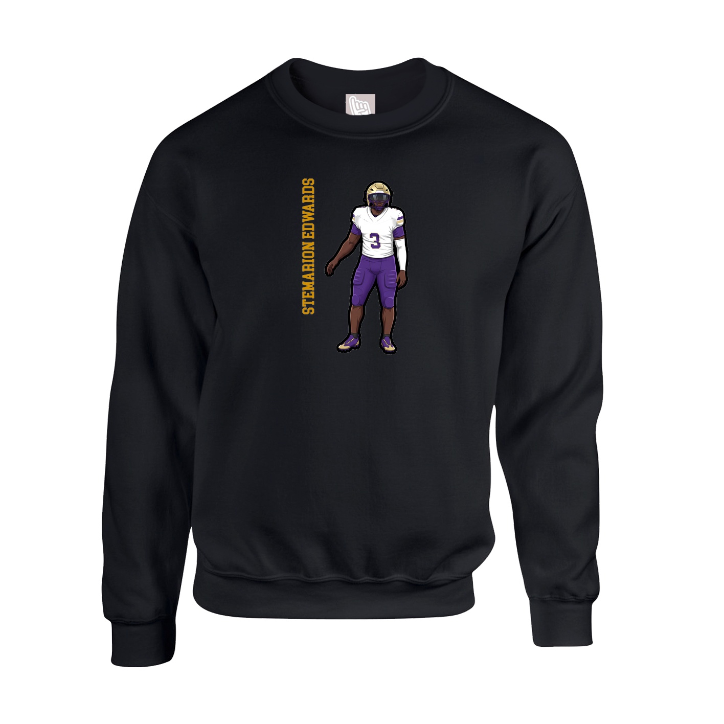 Fleece Crew — Name Vertical in Black
