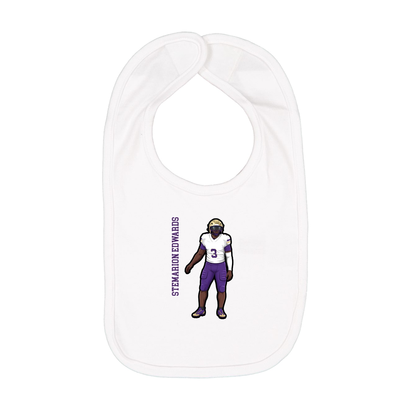 Infant Bib — Name Vertical in White