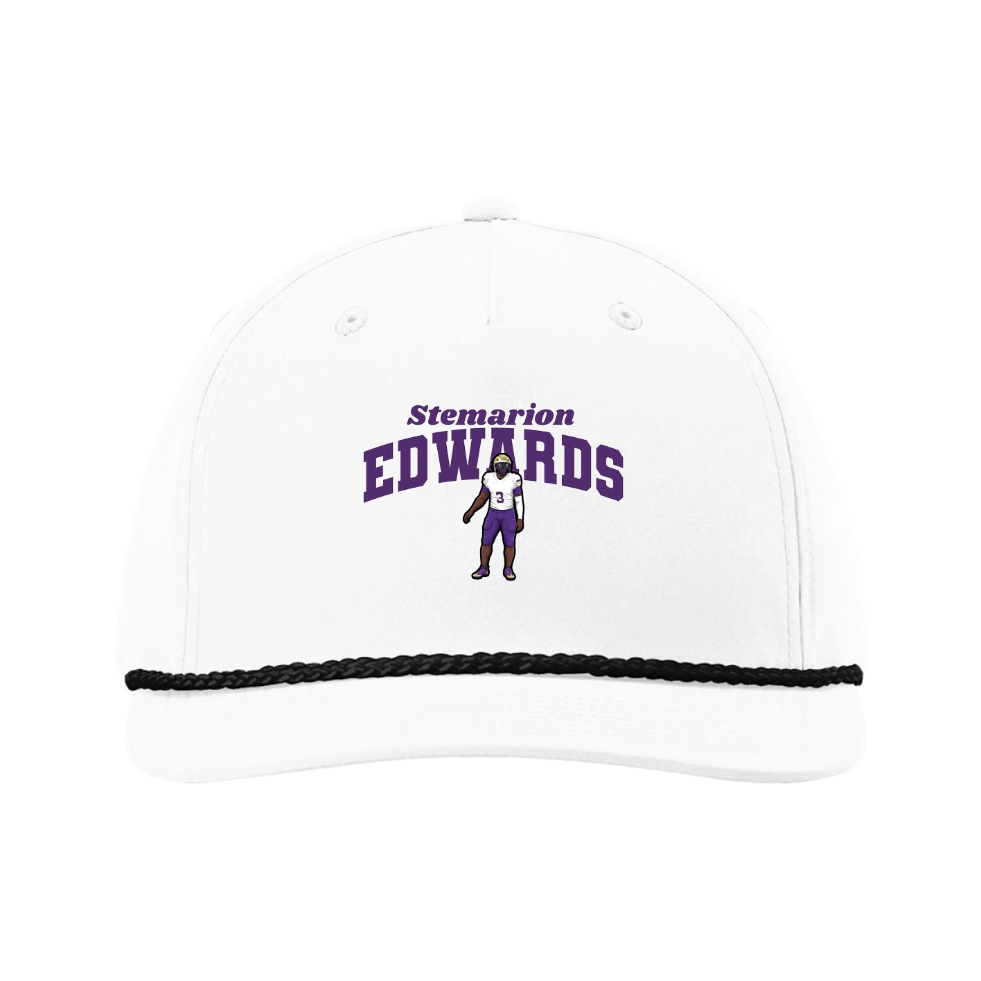 Five-Panel Classic Rope Cap — Signature Arch in White