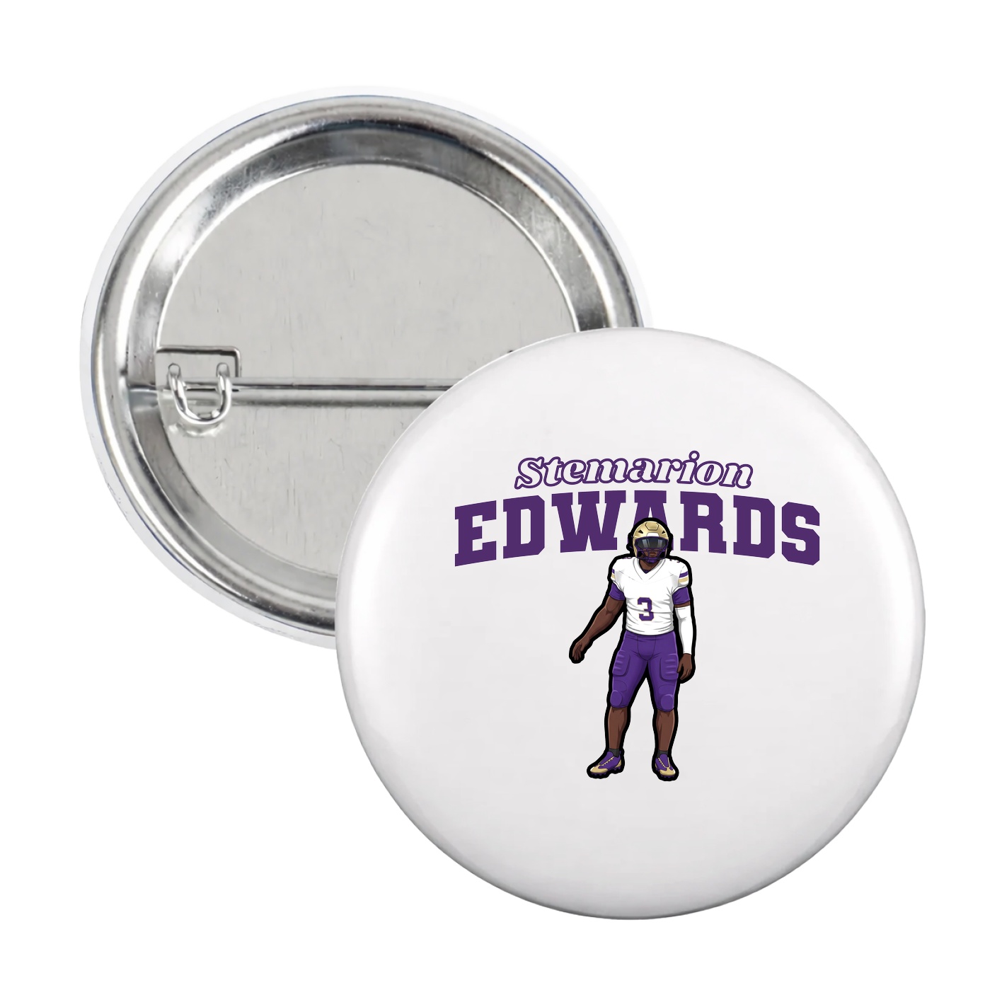 Game Day Button — Name Arch in White