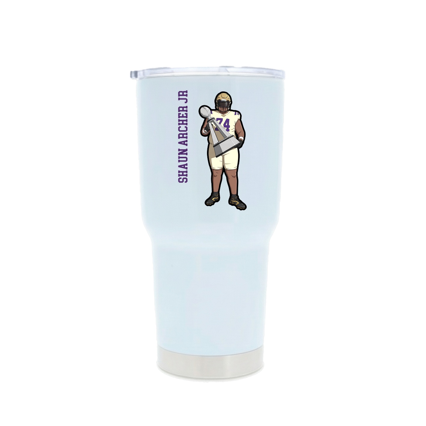30oz Stainless Steel Tumbler — Name Vertical in White