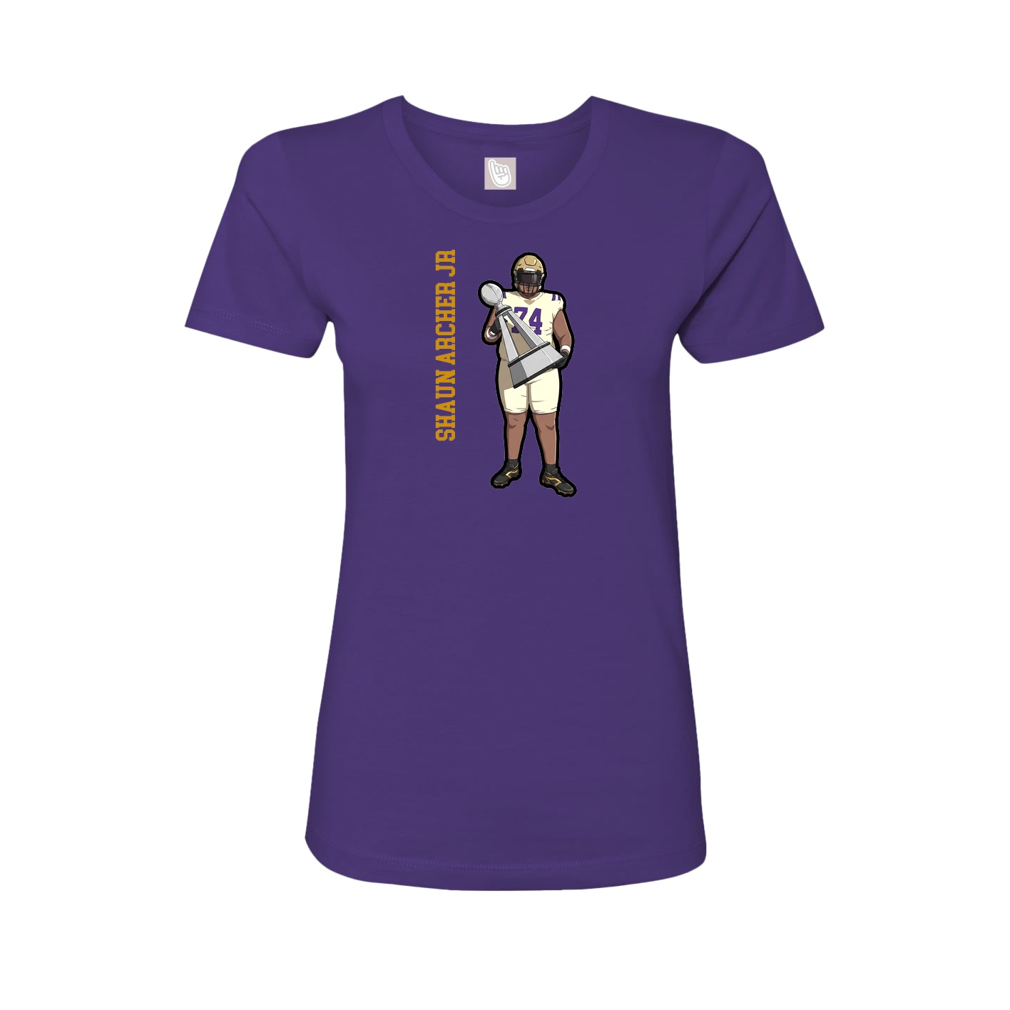 Fitted Women's Tee — Name Vertical in Purple