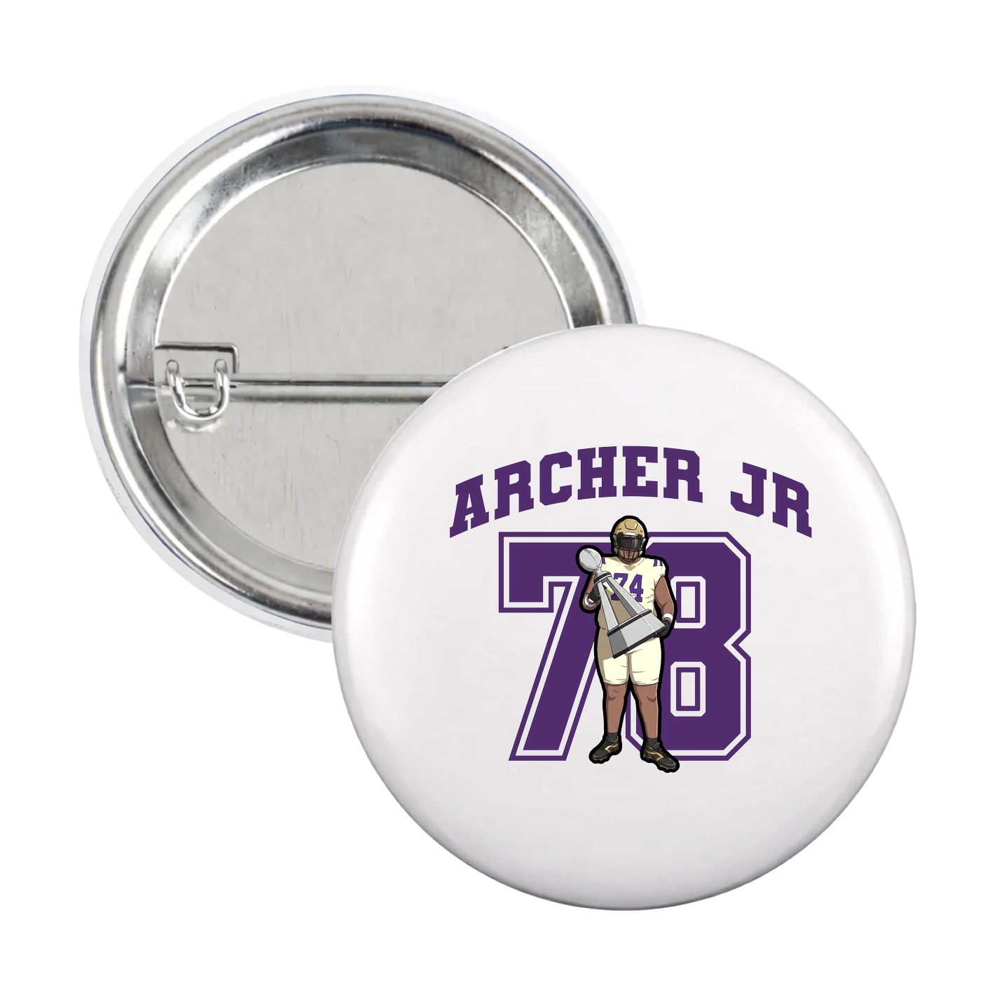 Game Day Button — Number in White