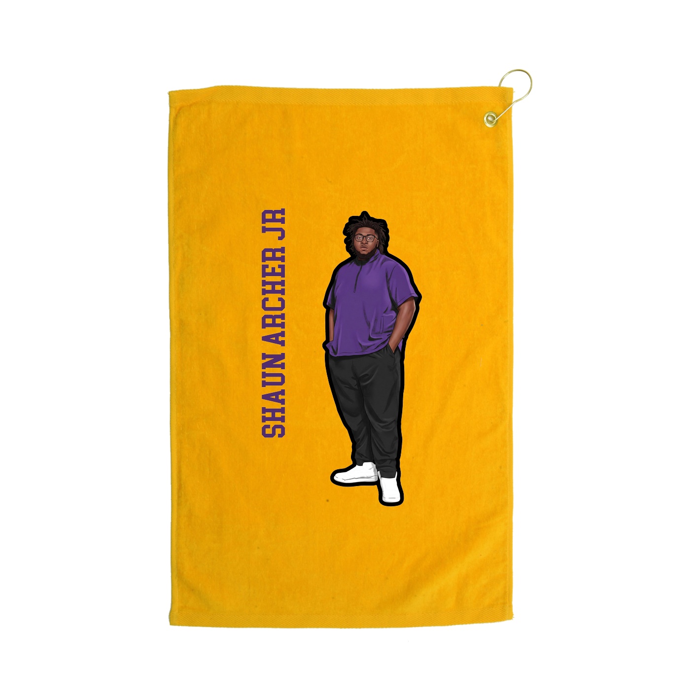 Golf Towel — Name Vertical in Gold