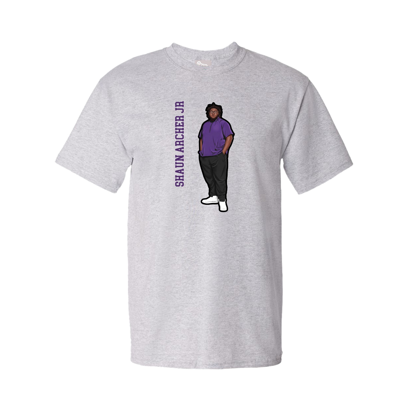 Youth Tee — Name Vertical in Grey