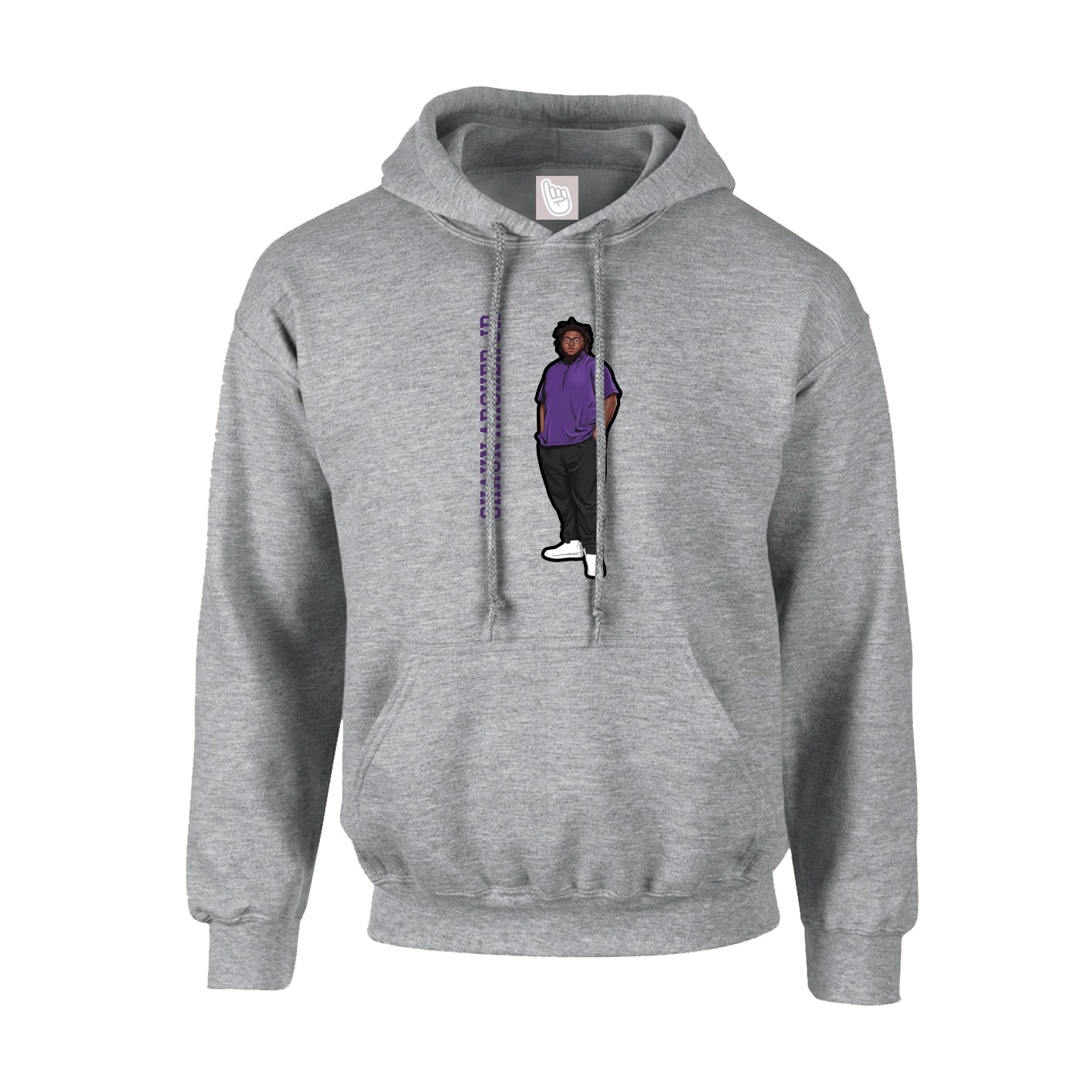 Hoodie — Name Vertical in Grey