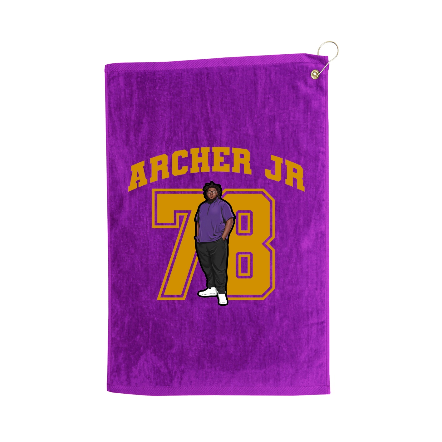 Golf Towel — Number in Purple