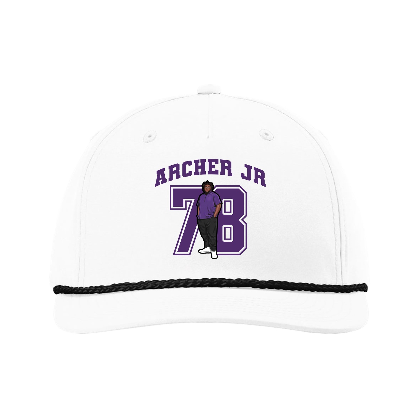 Five-Panel Classic Rope Cap — Number in White
