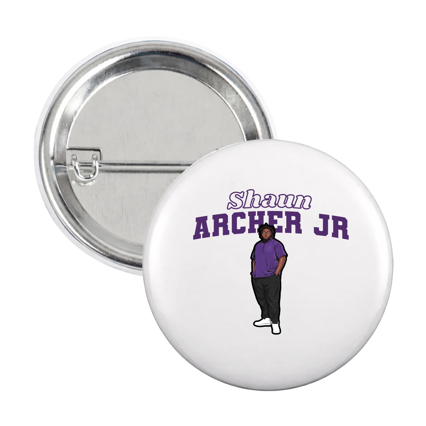 Game Day Button — Name Arch in White
