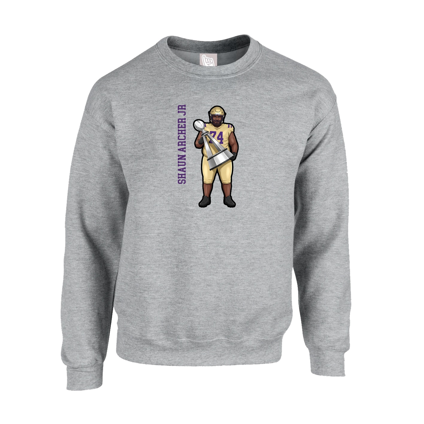 Fleece Crew — Name Vertical in Grey