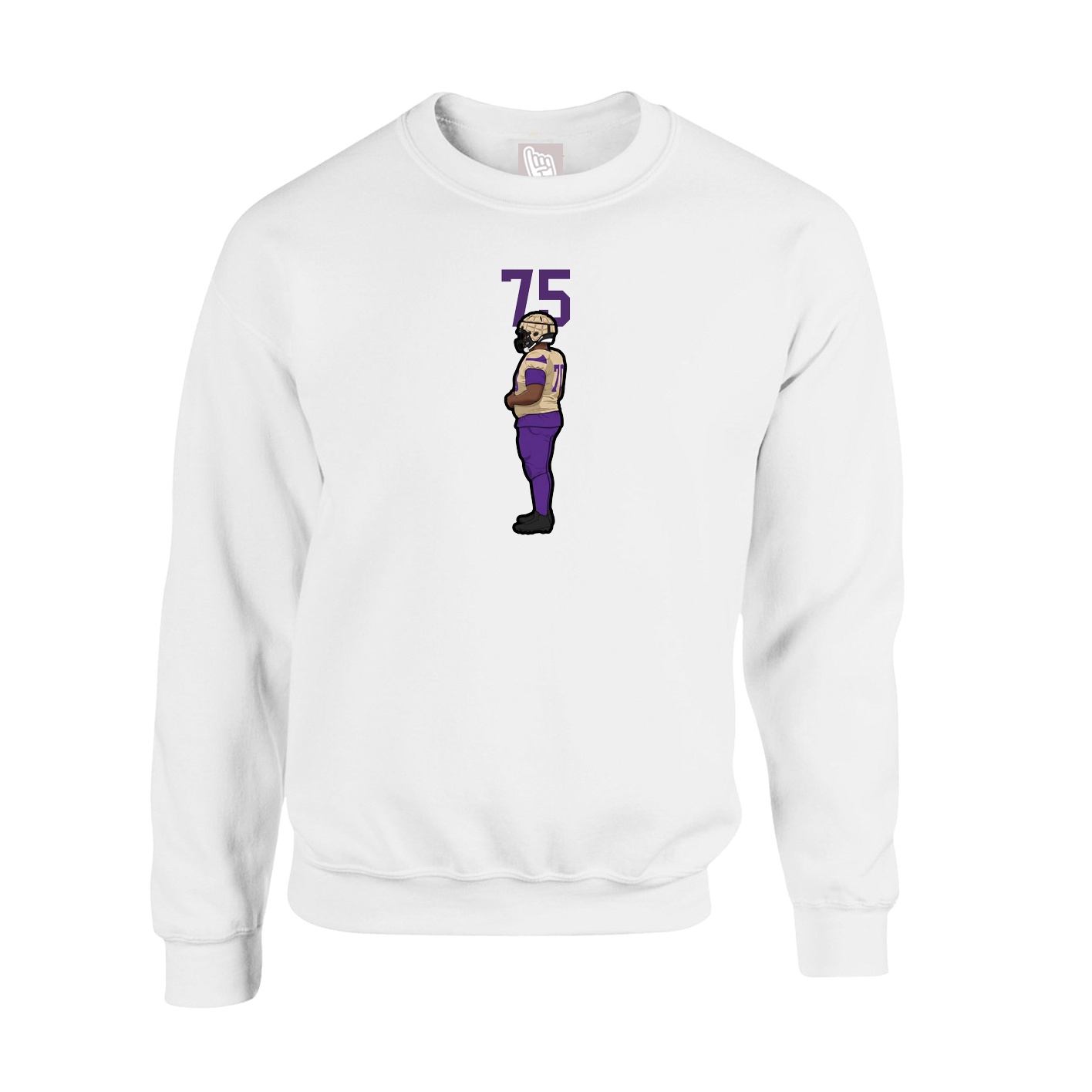 Fleece Crew — Number Top in White