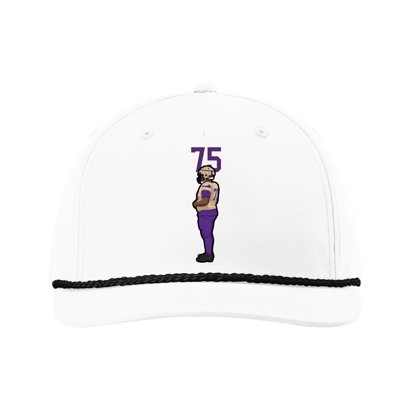 Five-Panel Classic Rope Cap — Number Top in White