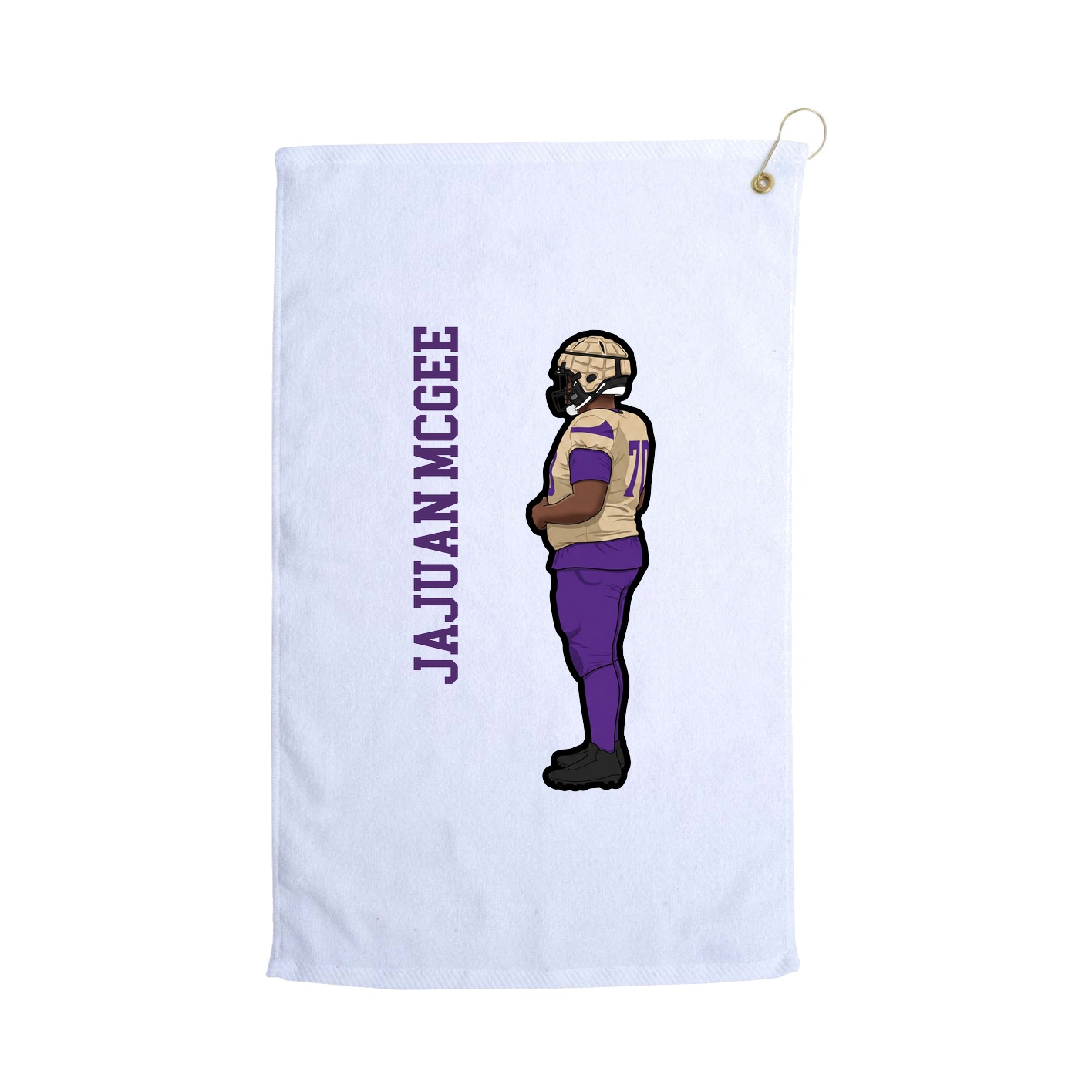 Golf Towel — Name Vertical in White