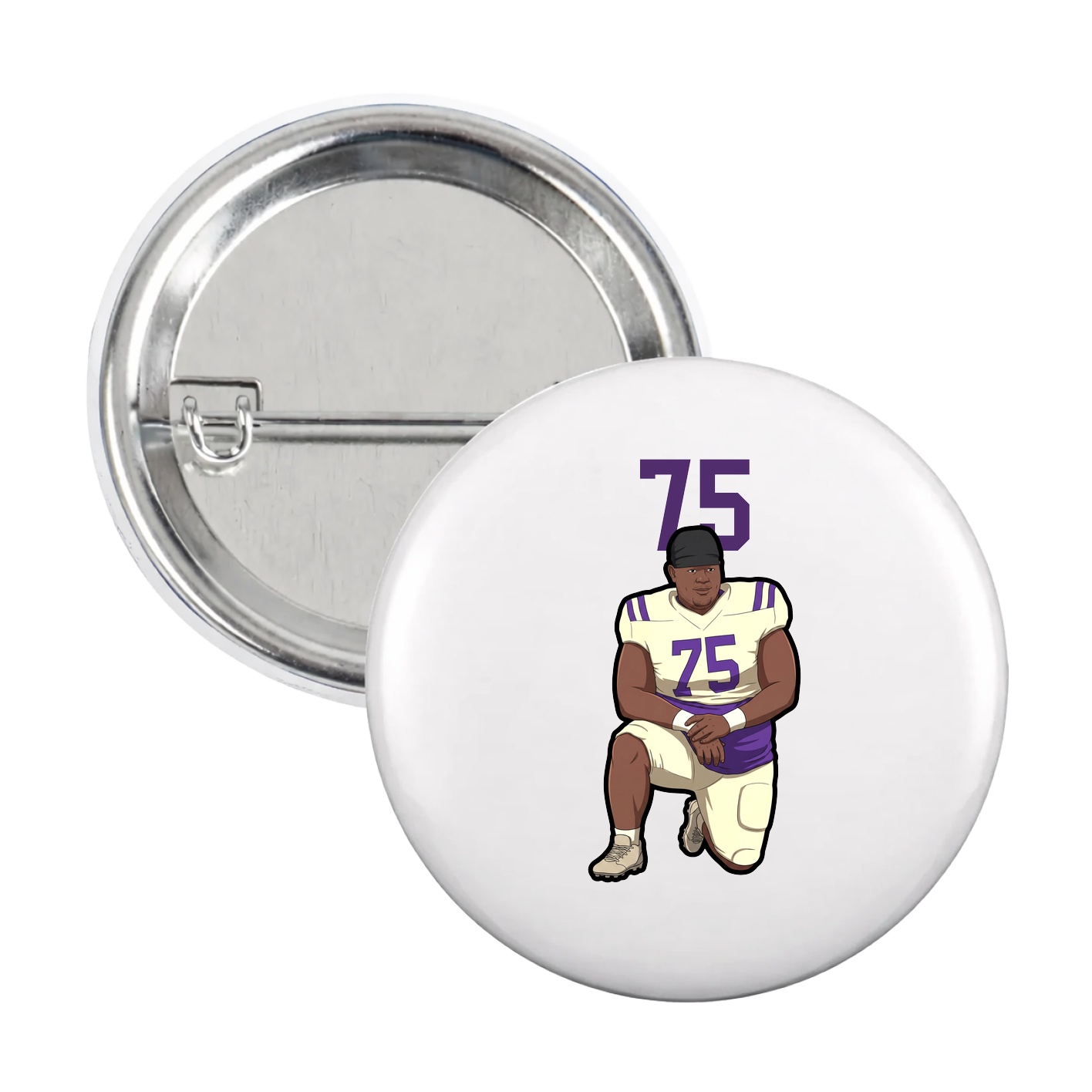 Game Day Button — Number Top in White