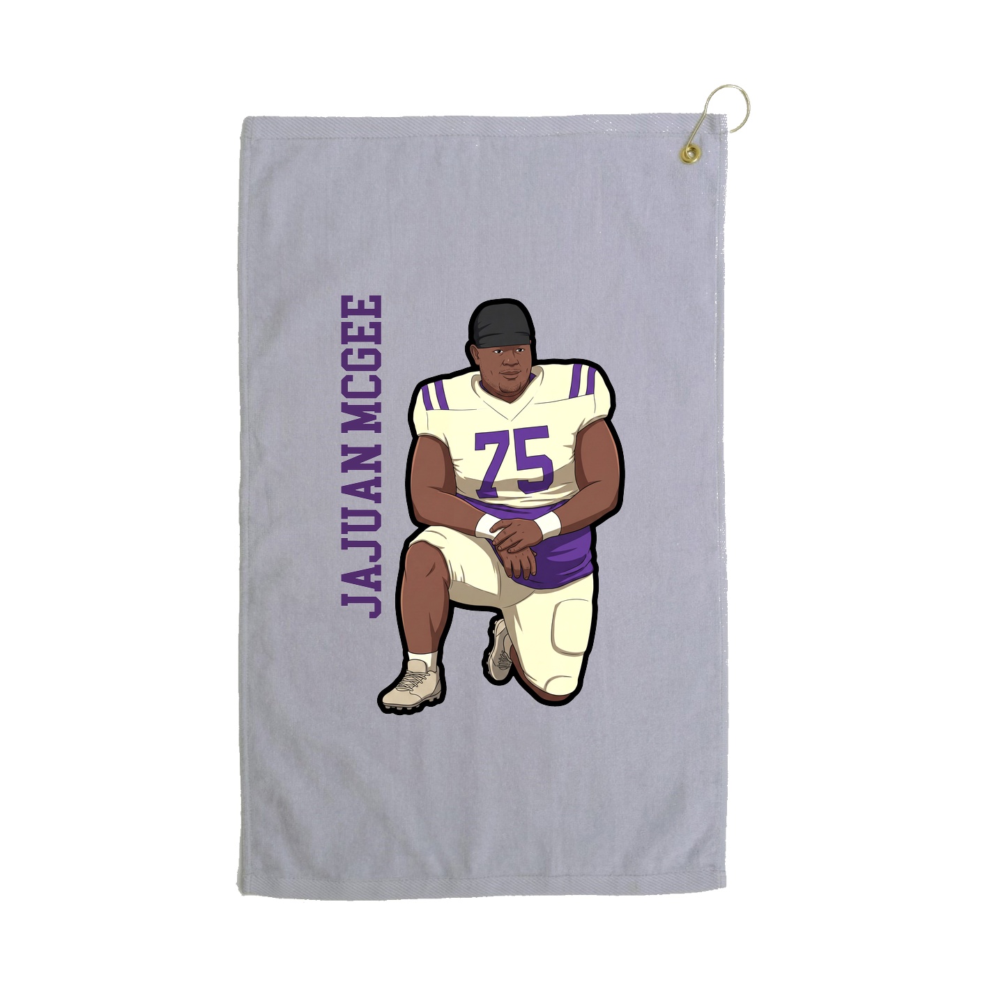 Golf Towel — Name Vertical in Grey
