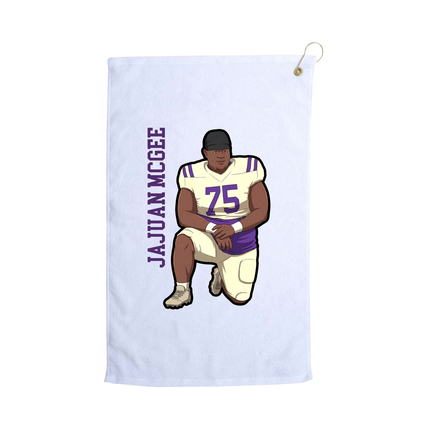Golf Towel — Name Vertical in White