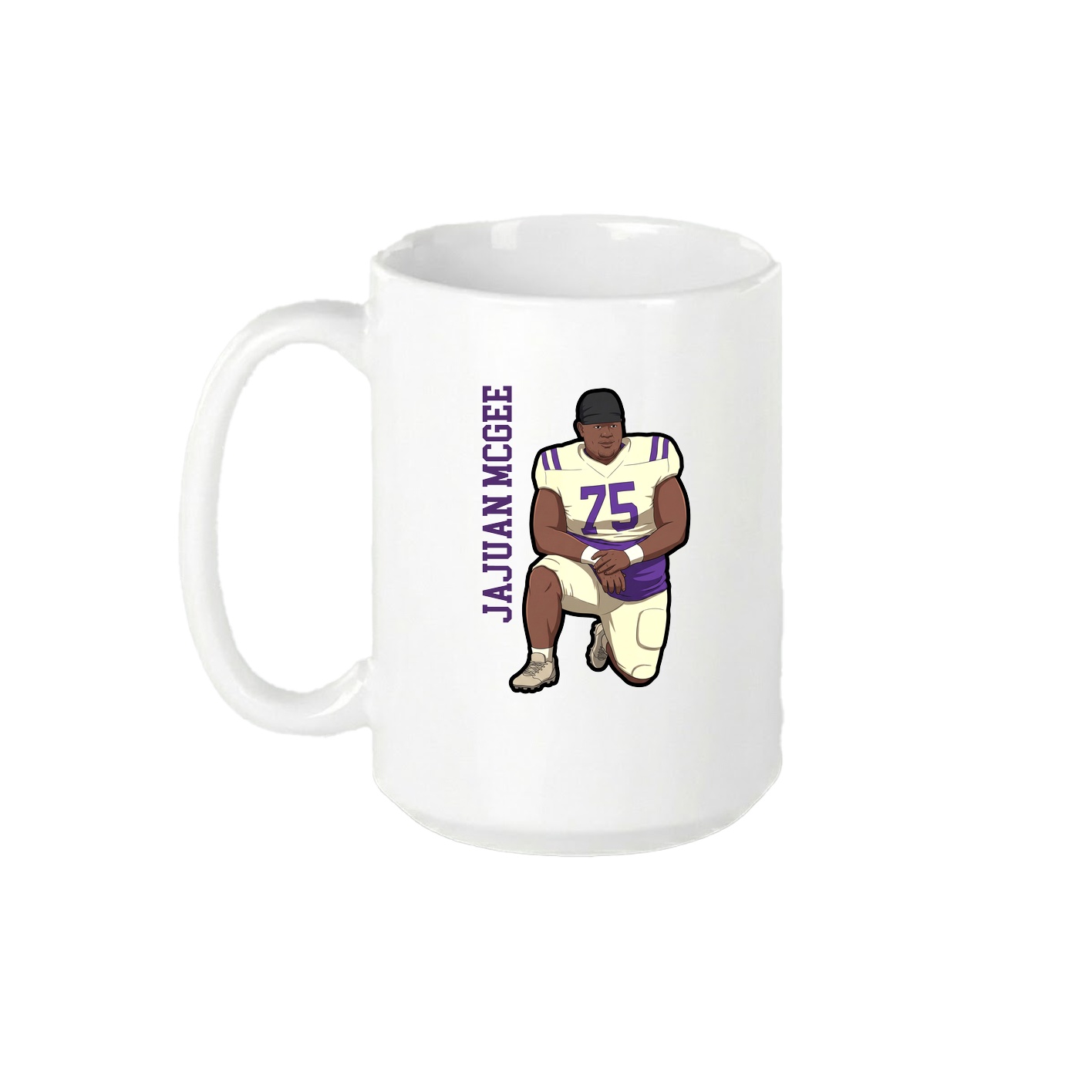 15oz Coffee Mug — Name Vertical in White