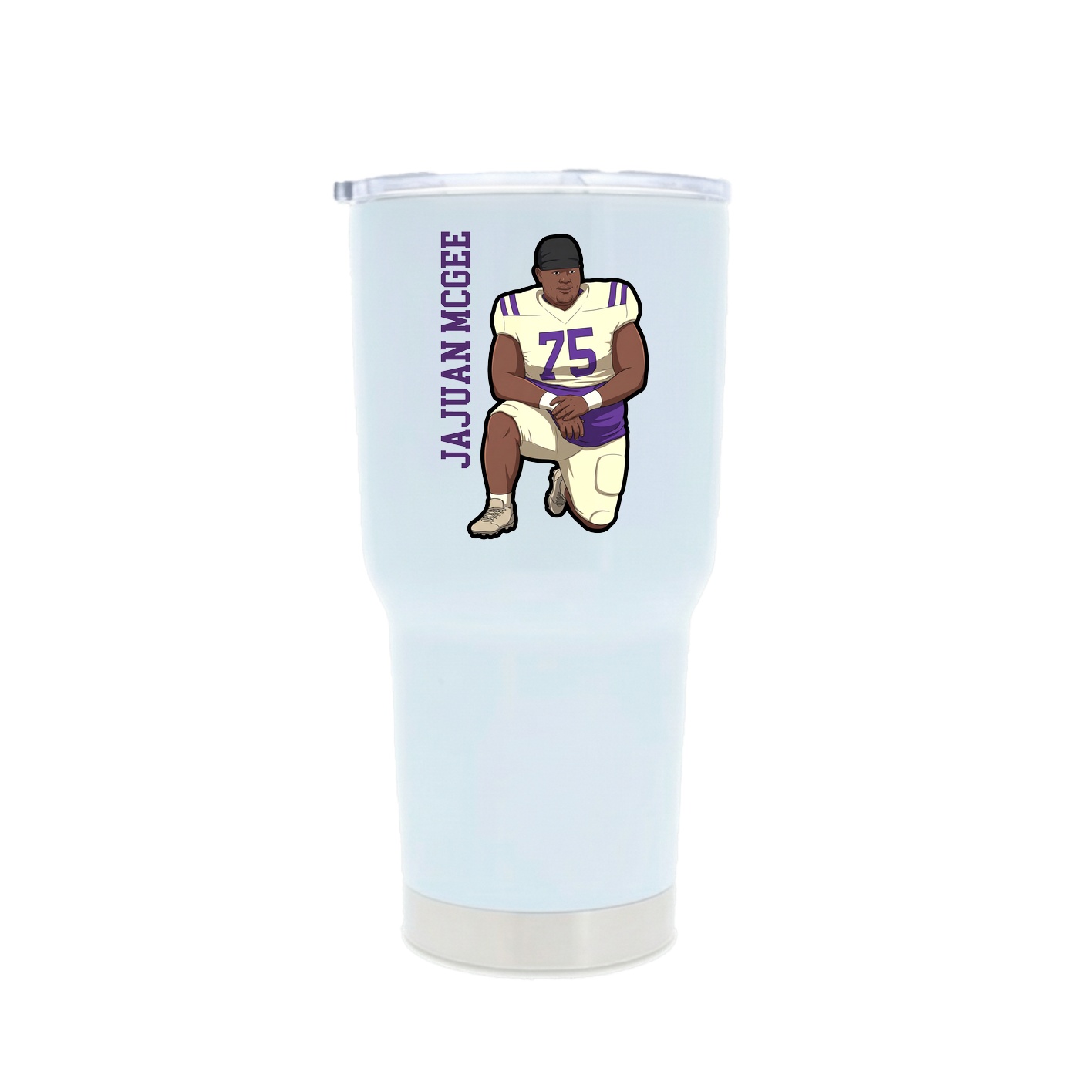 30oz Stainless Steel Tumbler — Name Vertical in White