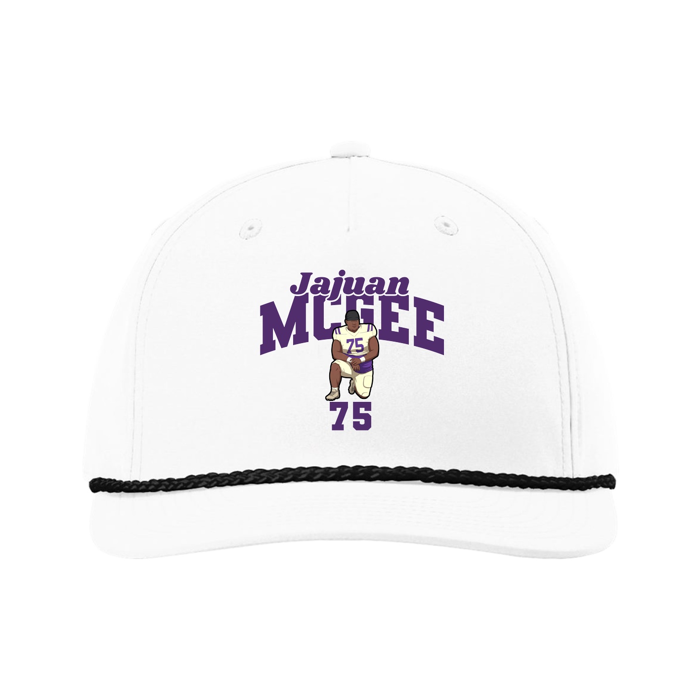 Five-Panel Classic Rope Cap — Signature Arch in White