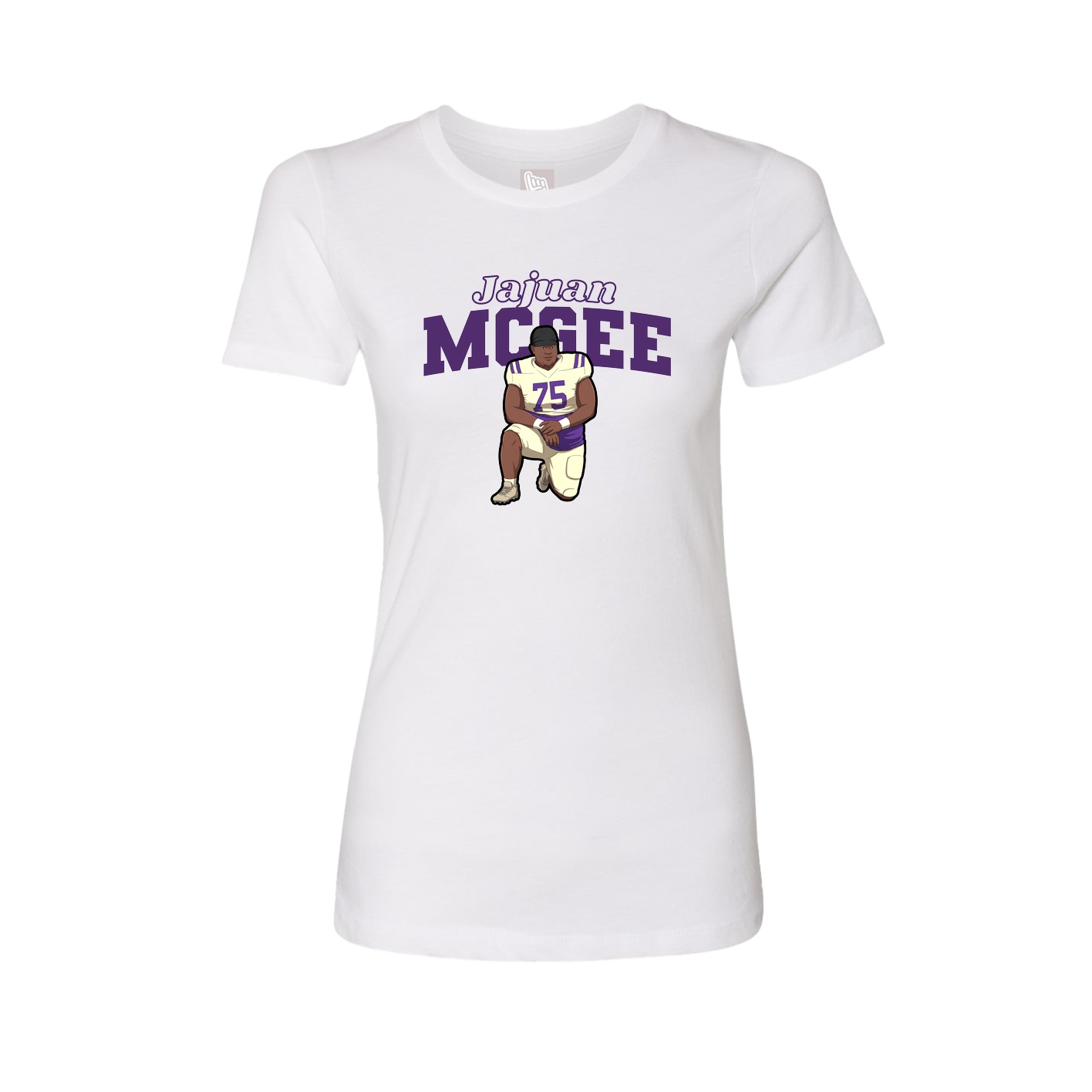 Fitted Women's Tee — Name Arch in White
