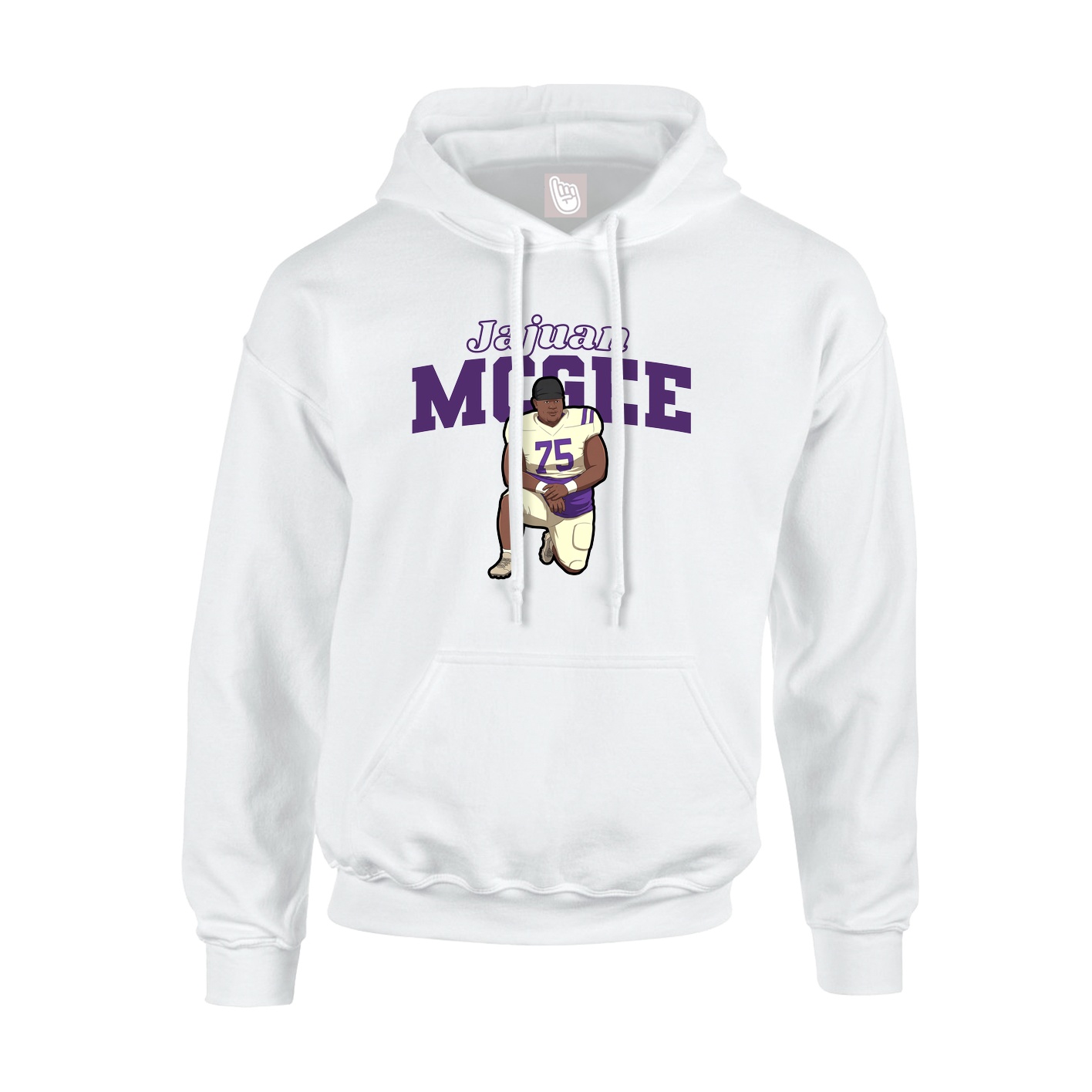 Youth Hoodie — Name Arch in White