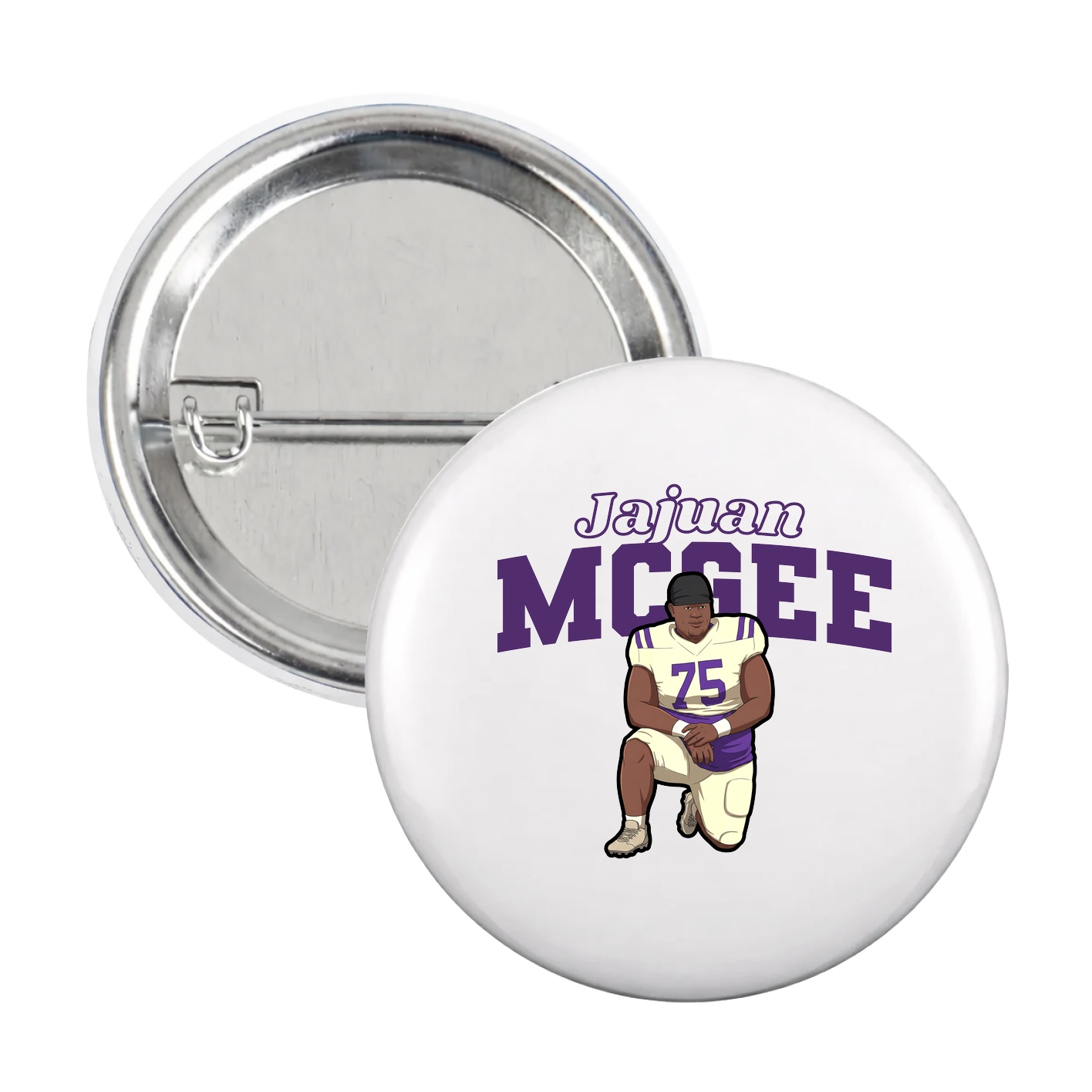 Game Day Button — Name Arch in White