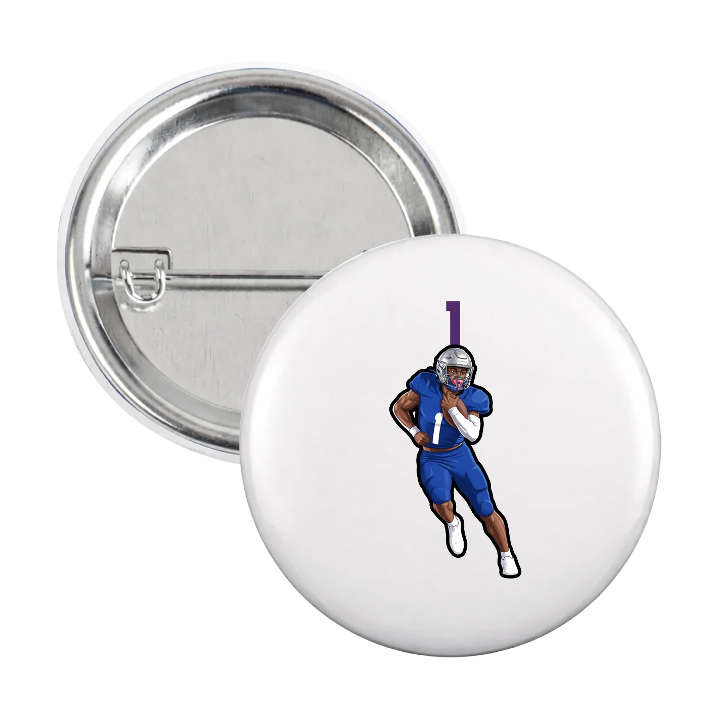 Game Day Button — Number Top in White