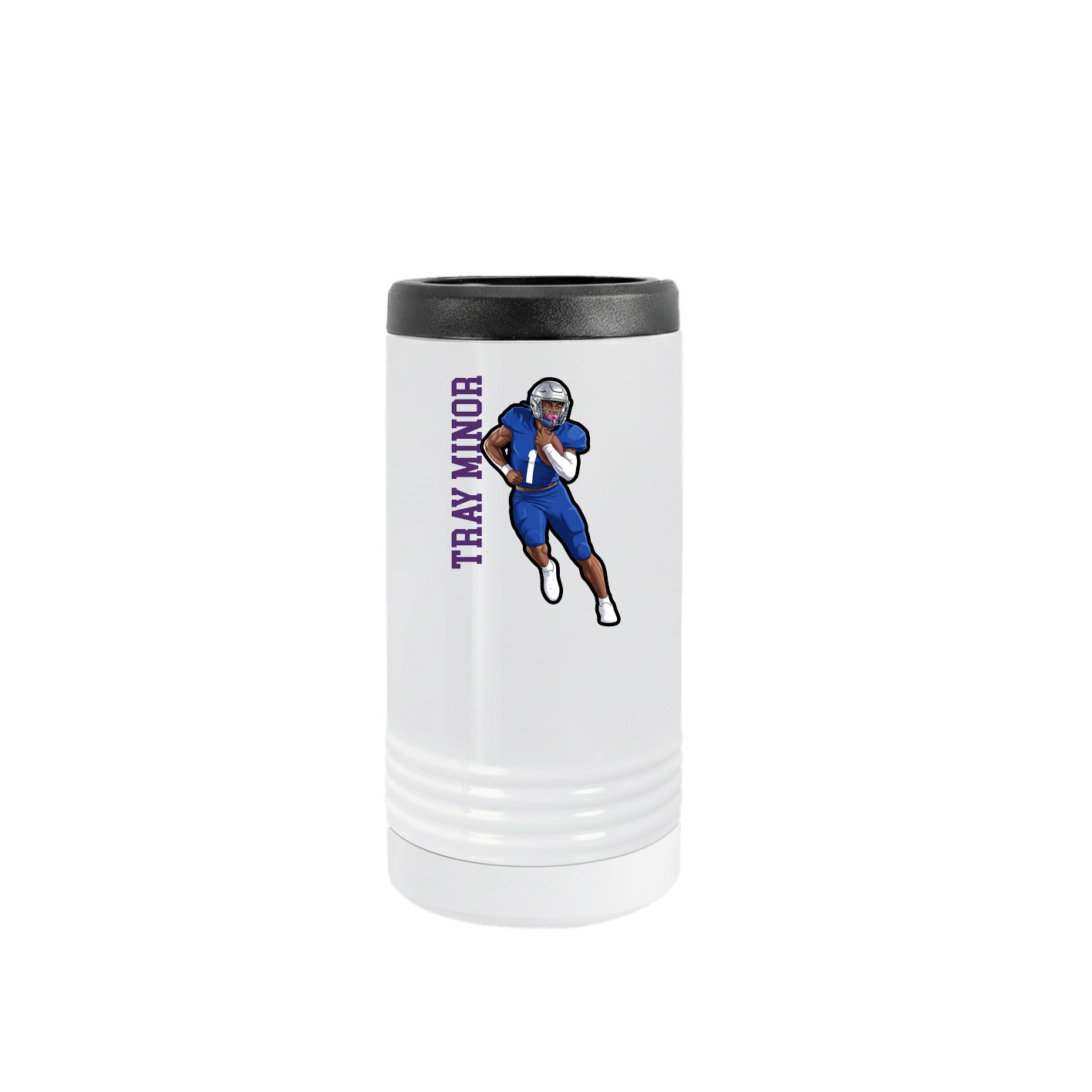 Slim Beverage Holder — Name Vertical in White