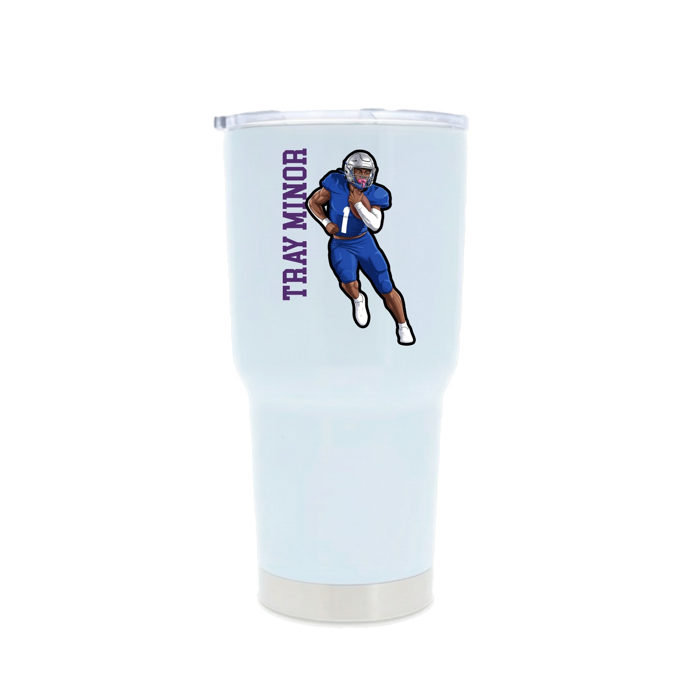30oz Stainless Steel Tumbler — Name Vertical in White
