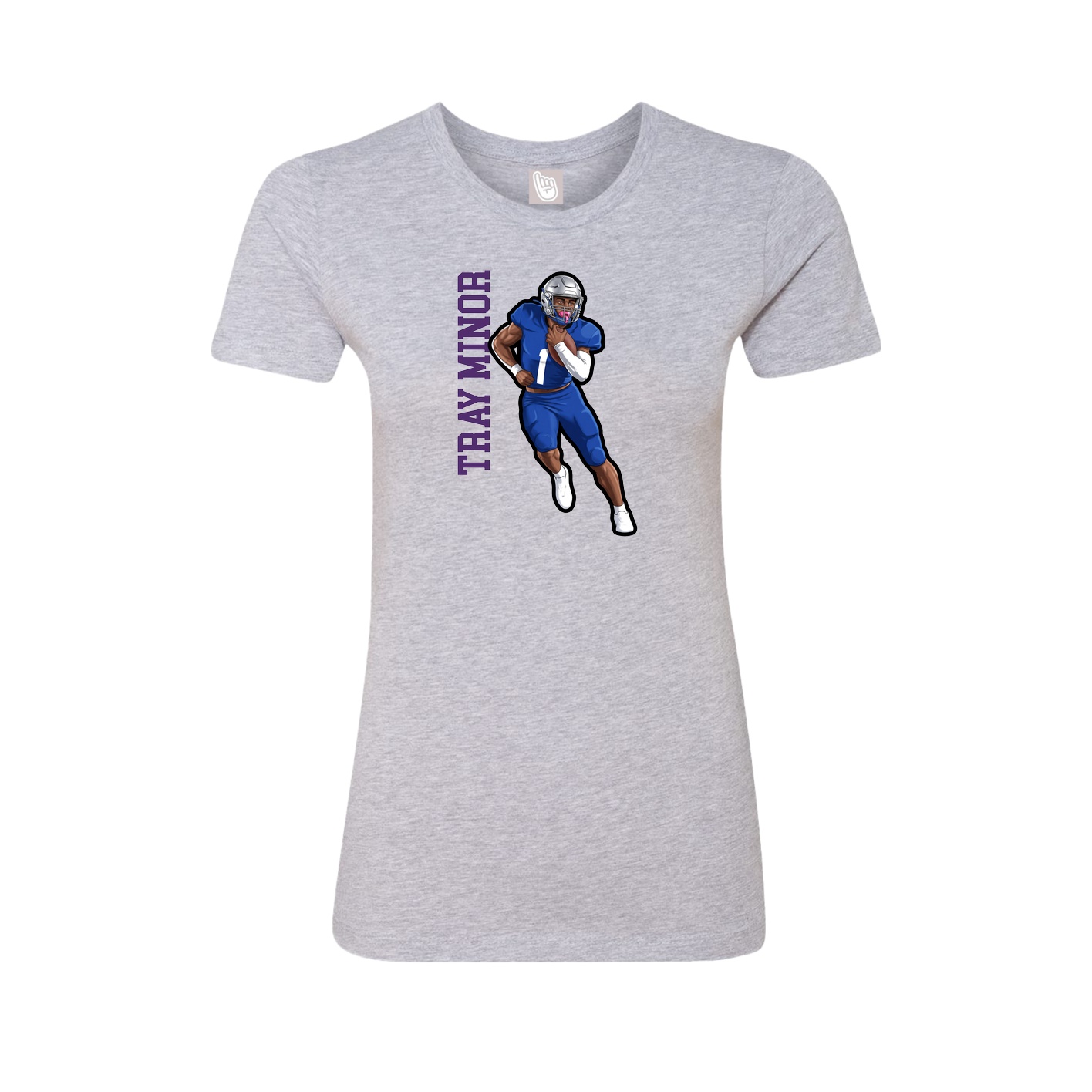 Fitted Women's Tee — Name Vertical in Grey
