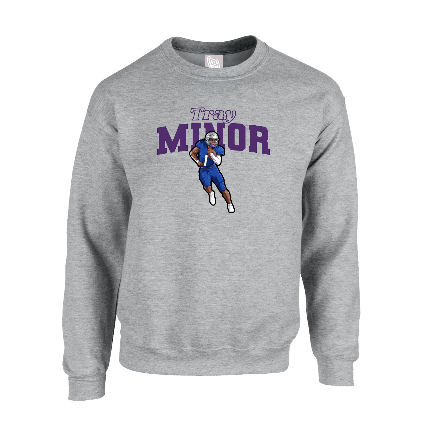 Fleece Crew — Name Arch in Grey