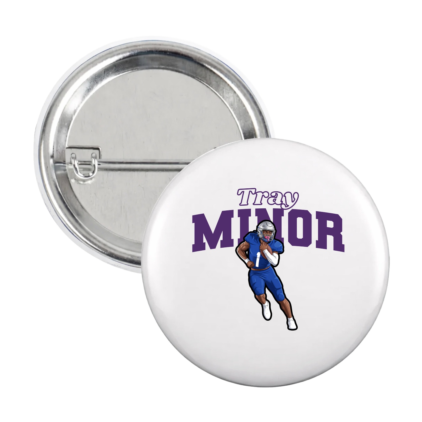 Game Day Button — Name Arch in White