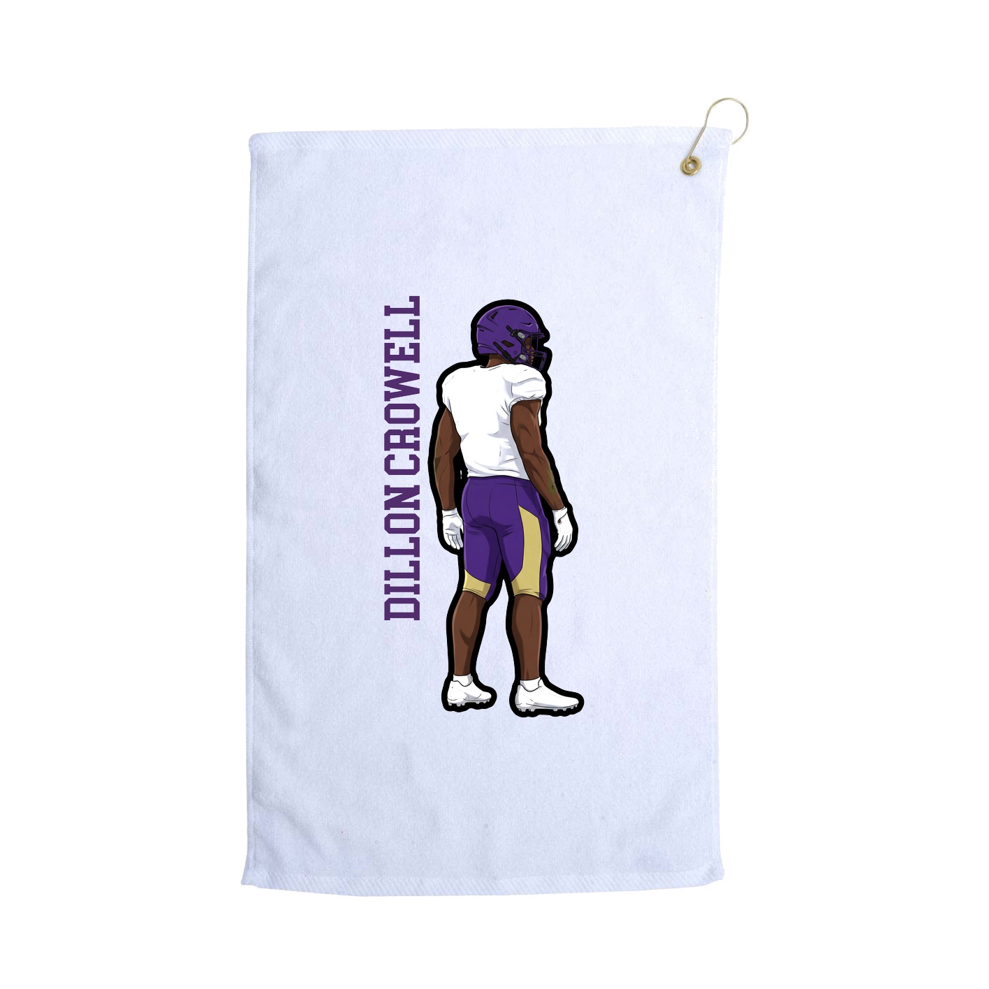 Golf Towel — Name Vertical in White