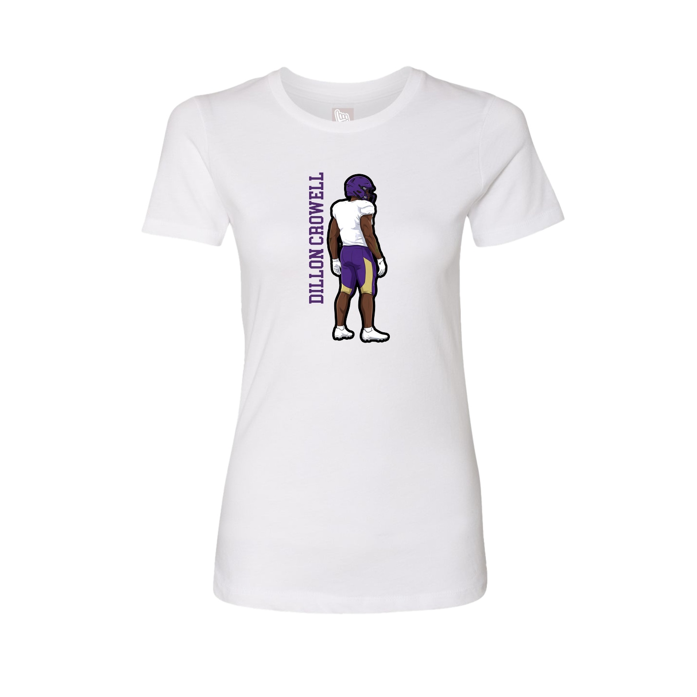 Fitted Women's Tee — Name Vertical in White