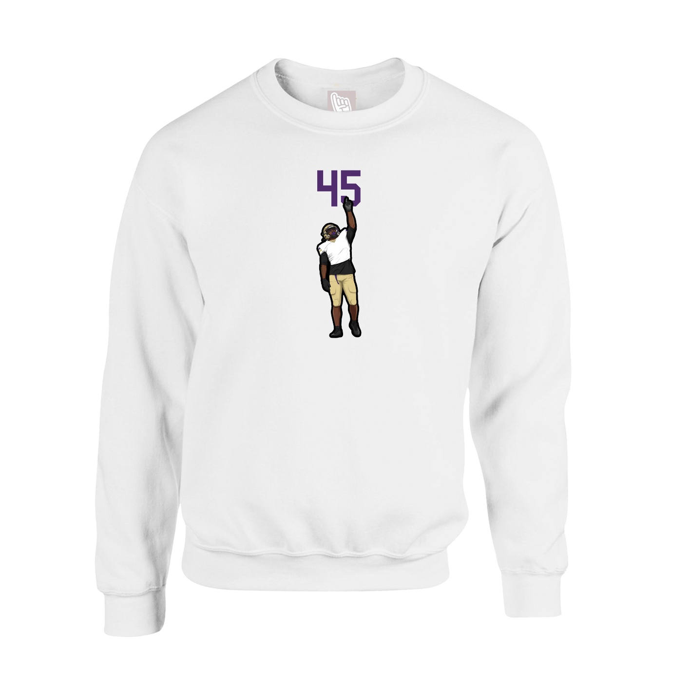 Fleece Crew — Number Top in White