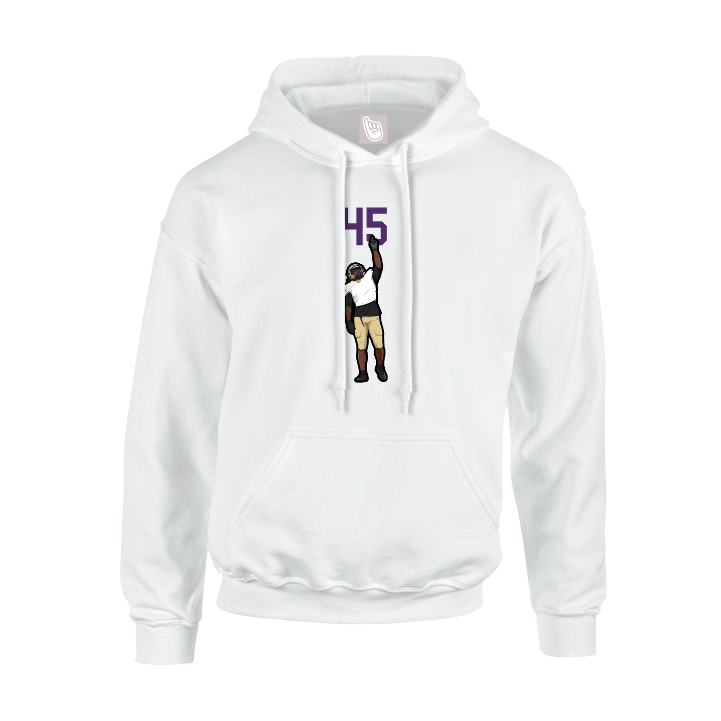 Youth Hoodie — Number Top in White