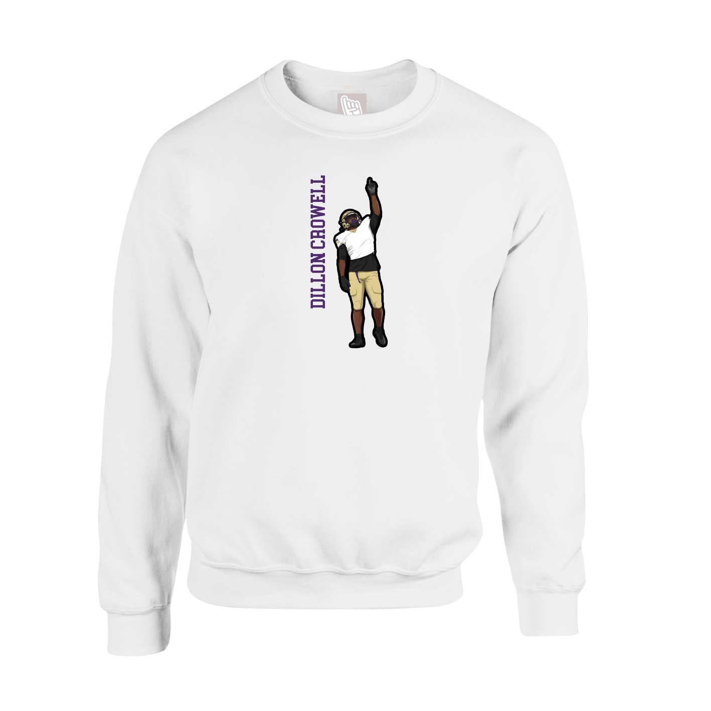 Fleece Crew — Name Vertical in White