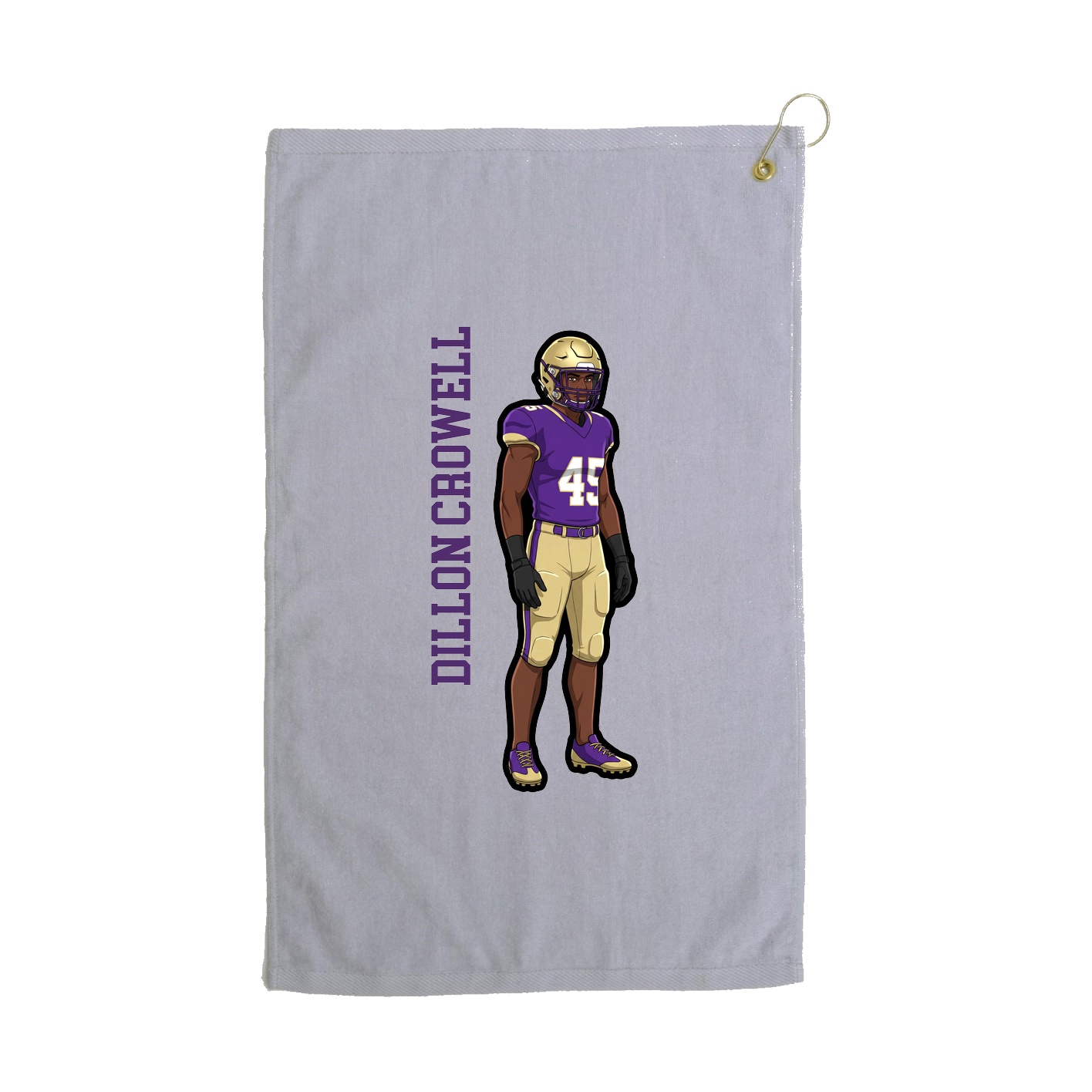 Golf Towel — Name Vertical in Grey