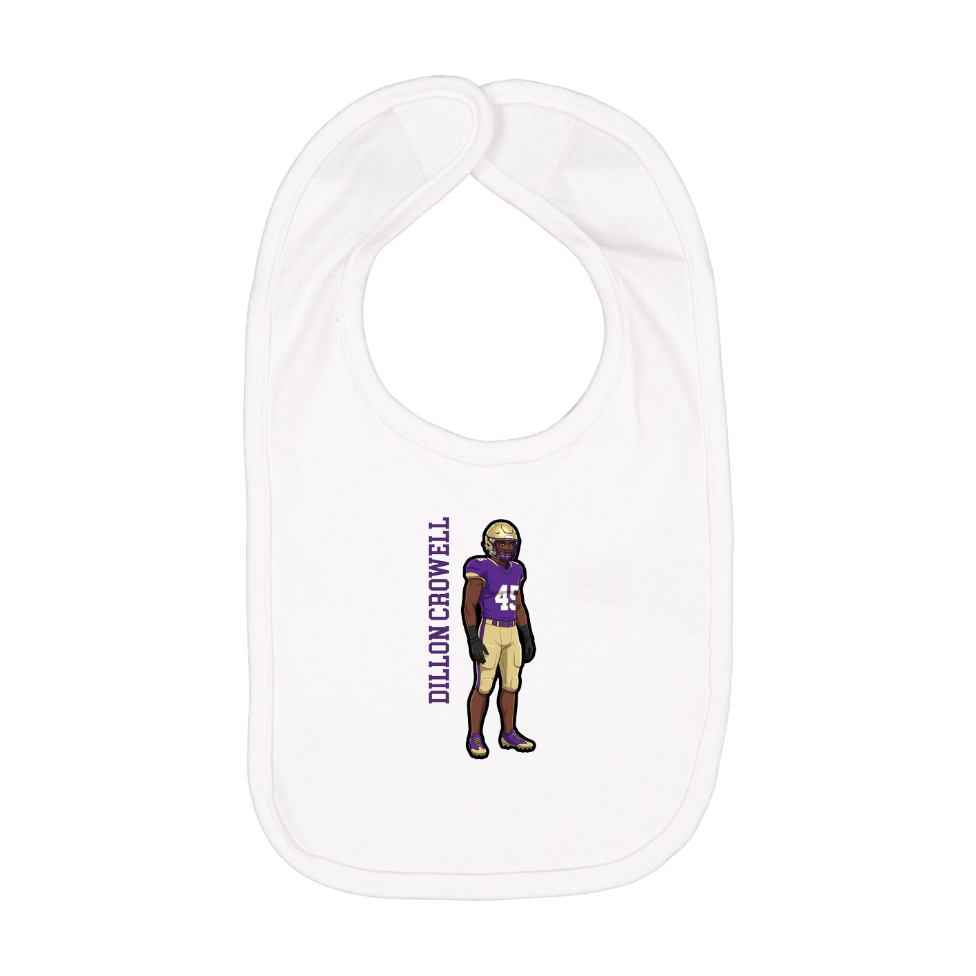 Infant Bib — Name Vertical in White