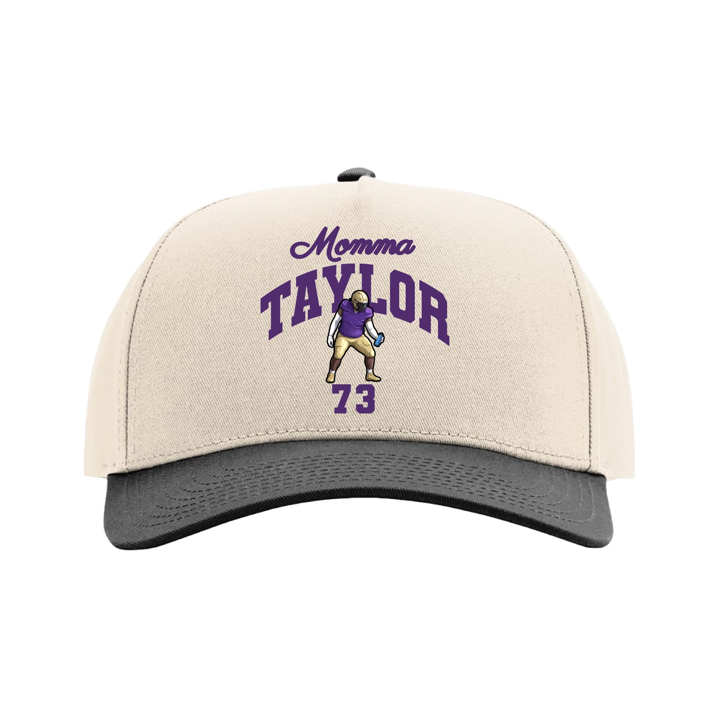 Full Fabric Five-Panel Champ Cap — Mothers Day Arch in Cream/Black