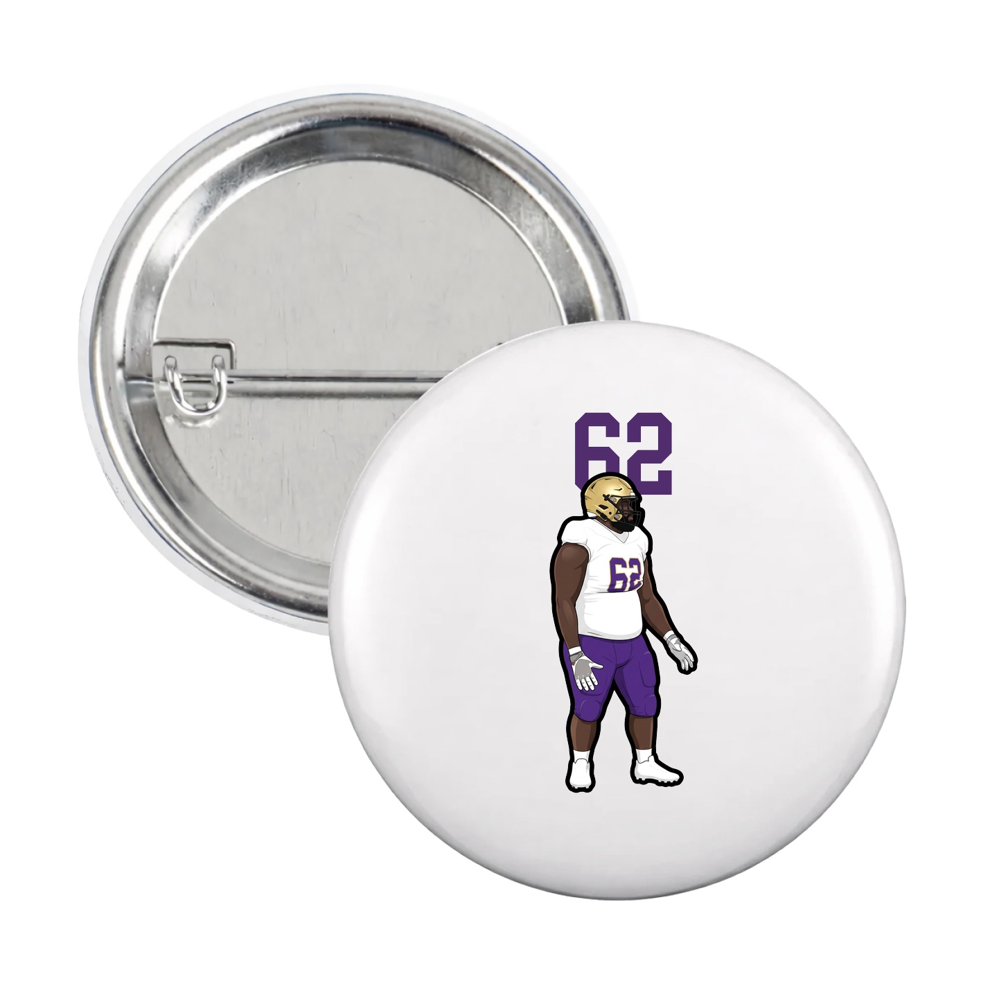 Game Day Button — Number Top in White