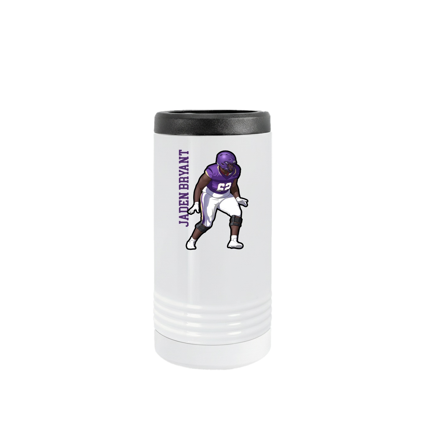 Slim Beverage Holder — Name Vertical in White