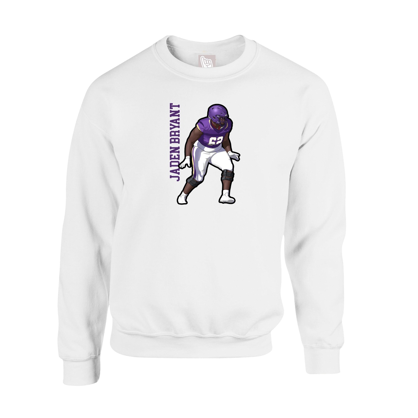 Fleece Crew — Name Vertical in White