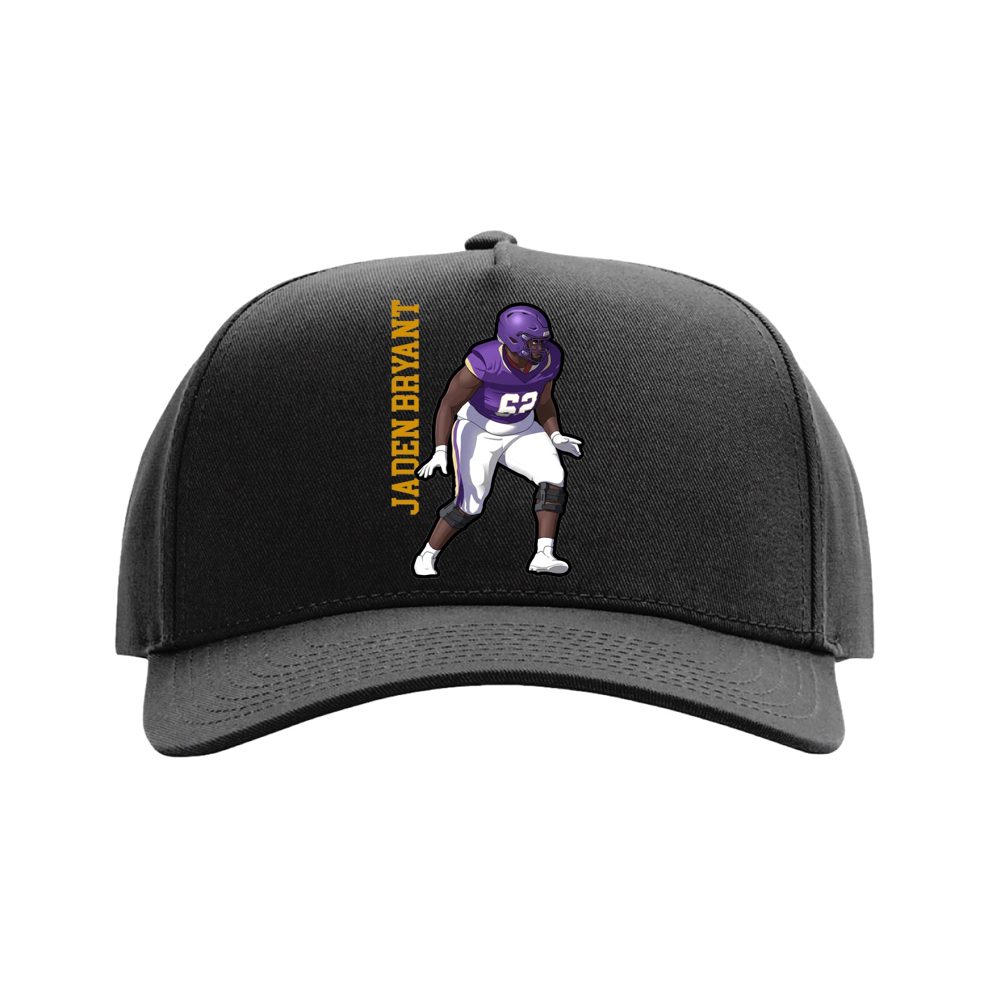 Full Fabric Five-Panel Champ Cap — Name Vertical in Black
