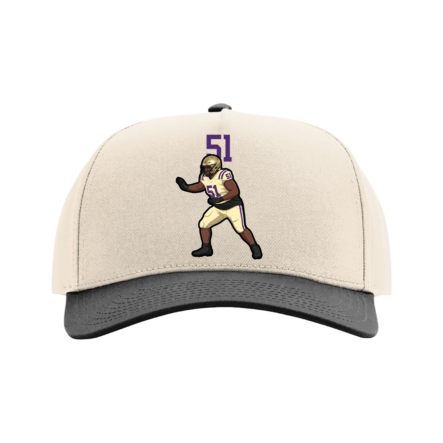 Full Fabric Five-Panel Champ Cap — Number Top in Cream/Black