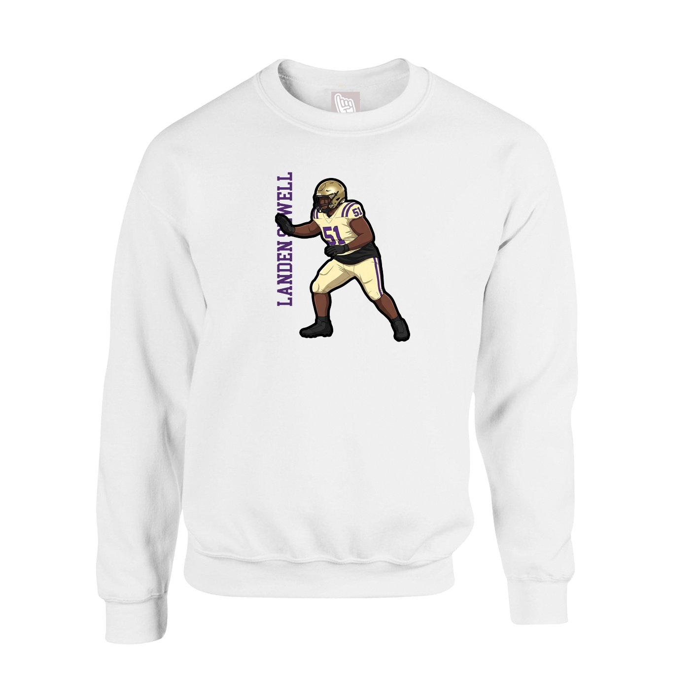 Fleece Crew — Name Vertical in White