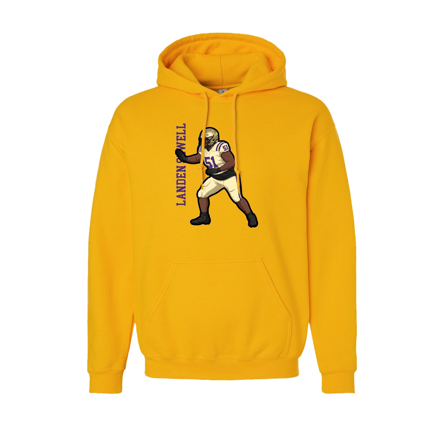 Youth Hoodie — Name Vertical in Gold