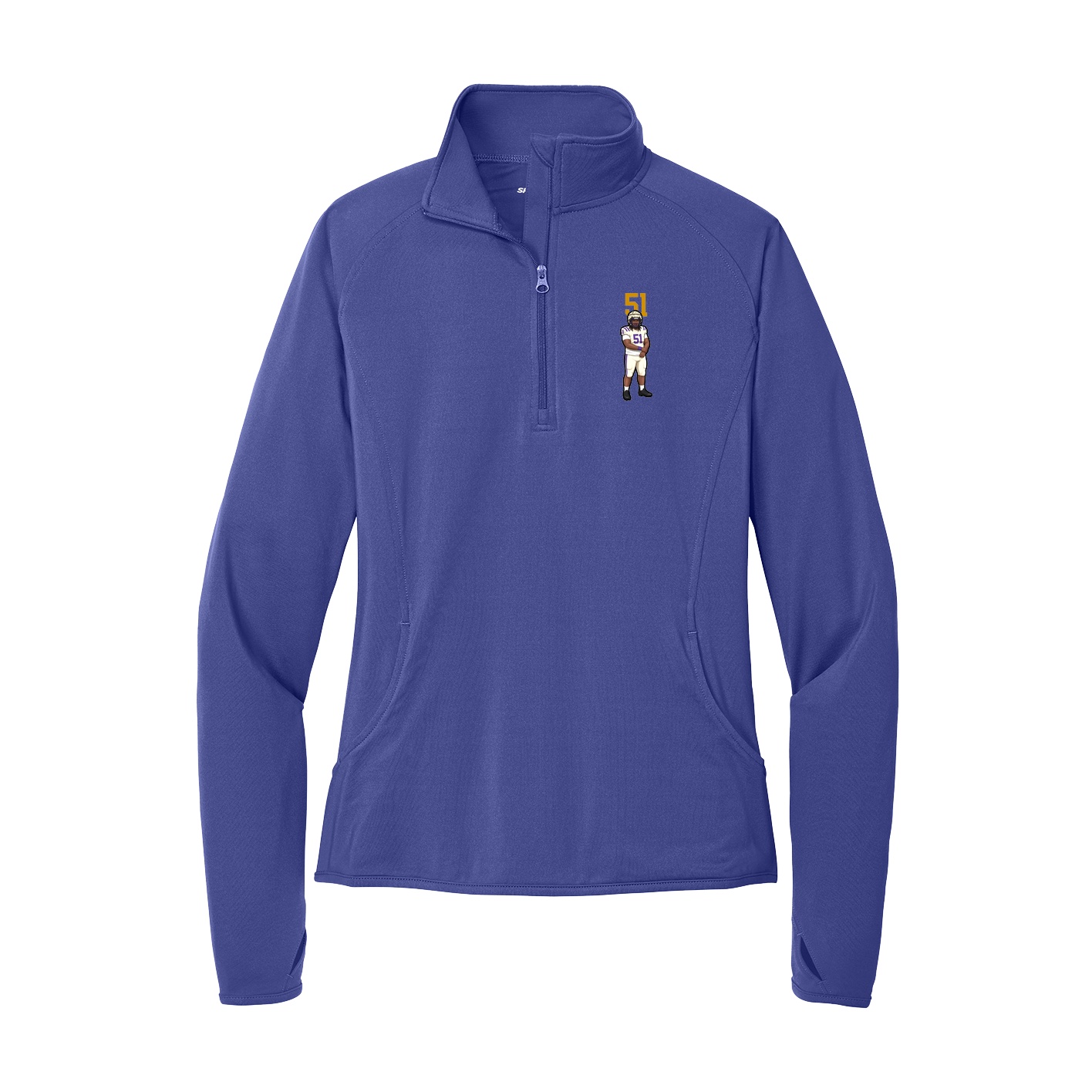 Women's Q-Zip Pullover — Number Top in Purple