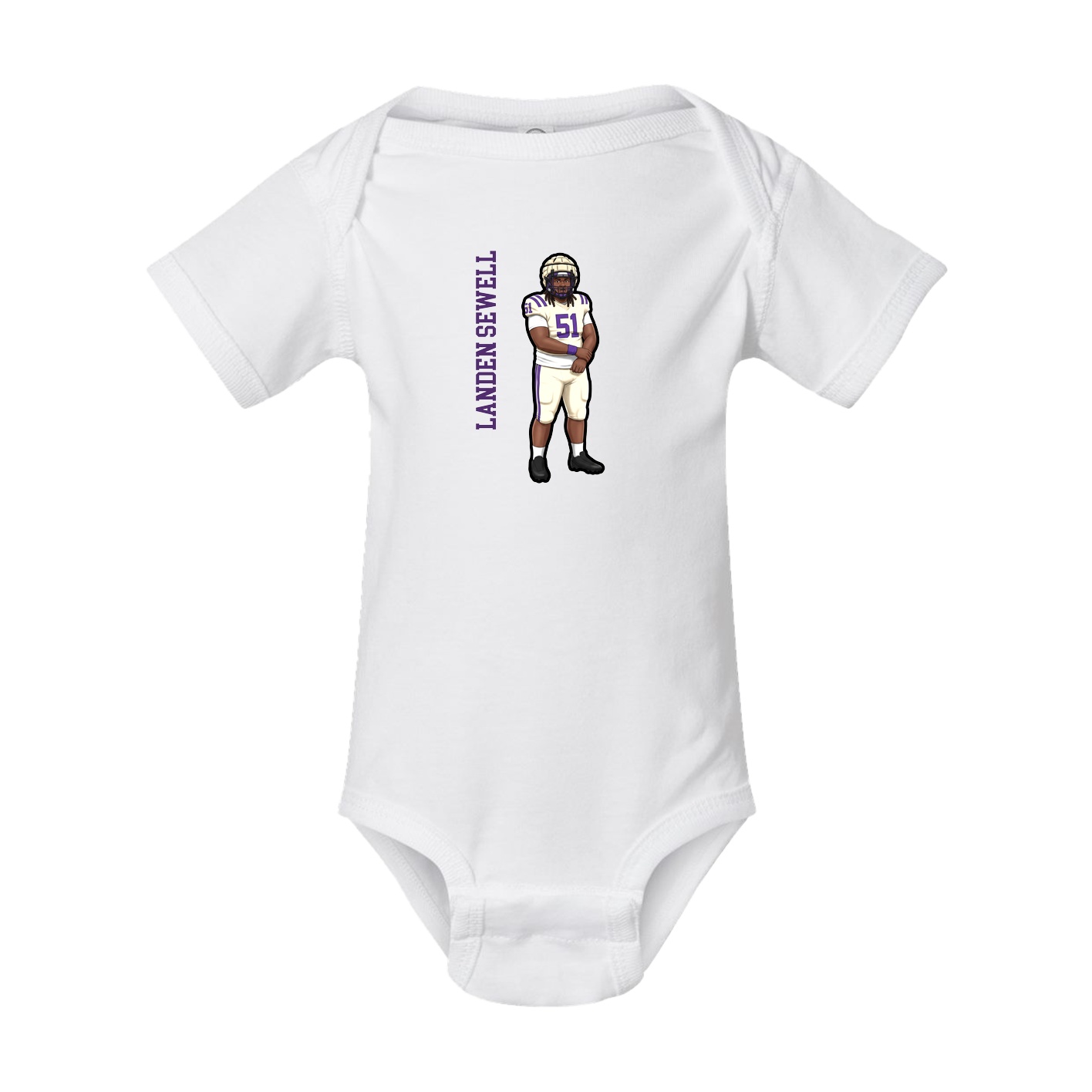 Baby Onesie — Name Vertical in White