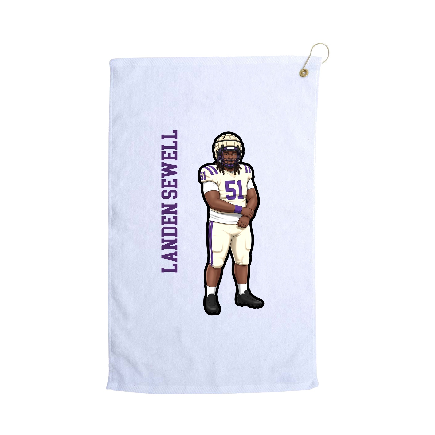 Golf Towel — Name Vertical in White